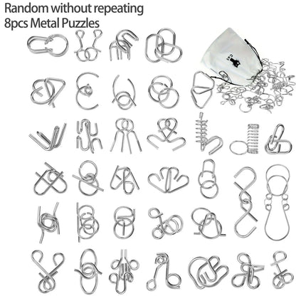 Metal Wire Puzzle Set – Brain Teaser IQ Challenge, Disentanglement Iron Link Interlock Puzzle Game, Chinese Ring Magic Trick Toy for Adults & Kids