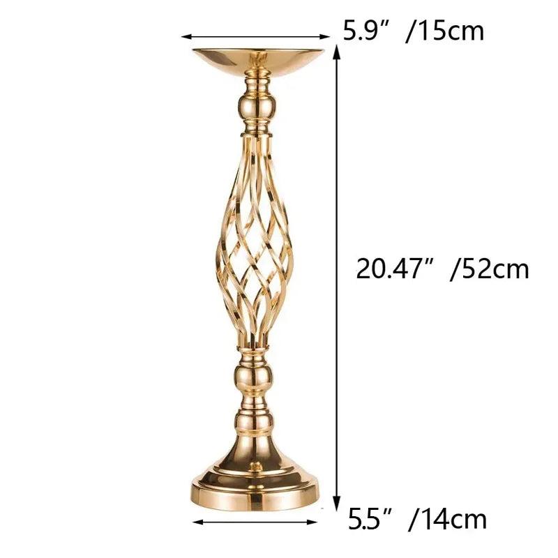 Gold Iron Candle Holder Vase – Twisted Path Table Centerpiece for Wedding Flowers, Home Decor, Wedding Props & Table Arrangements