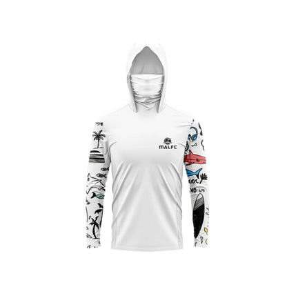 MALFC Men's Hooded Fishing Shirt – Long Sleeve UV Protection Performance Fishing Apparel for Outdoor Adventures