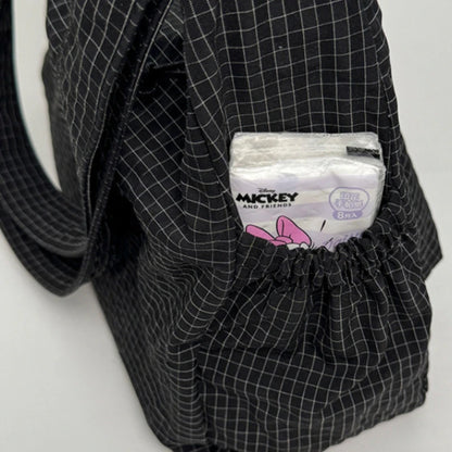 Bolso de hombro de nailon estilo coreano – Bolso tote sencillo a cuadros con cremallera y diseño de nube plisada con cordón ajustable, bandolera de moda para mujer, bolso de mano casual para el día a día