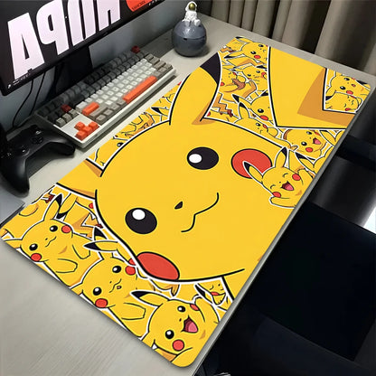 Alfombrilla de ratón Pokémon Pikachu – Alfombrilla de escritorio de goma con borde bloqueable para configuración de portátil y PC