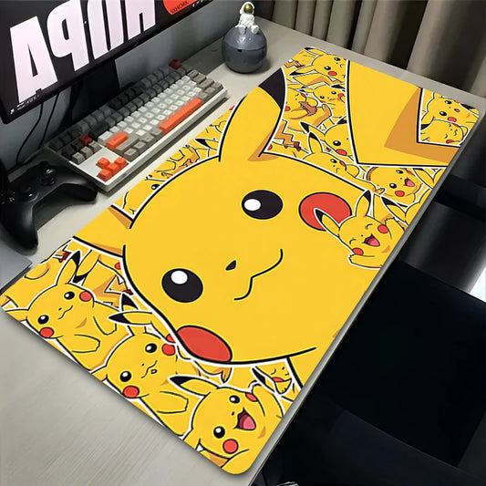 Alfombrilla de ratón Pokémon Pikachu – Alfombrilla de escritorio de goma con borde bloqueable para configuración de portátil y PC