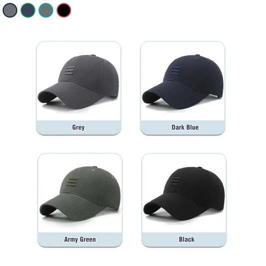 4-Color Soft Cotton Baseball Cap – Unisex Snapback Dad Hat with Three-Bar Design for Men & Women, Casual Outdoor Sports