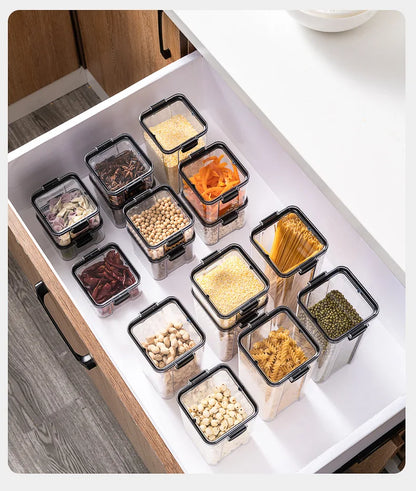 Juego de recipientes herméticos de cocina – Contenedores grandes de plástico para granos con tapas a prueba de humedad para almacenar alimentos y condimentos