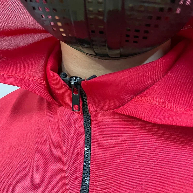 Hot Halloween Anime Cosplay Costume – Red Sportswear Squid Game Inspired Set with Mask & Accessories for Party Performance & Holiday Gift