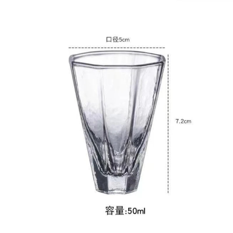 Japanese Style 50ml Glass Tea Cup, Handmade Sake Cup, Transparent Whiskey Tasting Glass, Mini Liquor Drinking Cup, Elegant Bar Drinkware