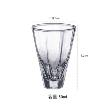 Japanese Style 50ml Glass Tea Cup, Handmade Sake Cup, Transparent Whiskey Tasting Glass, Mini Liquor Drinking Cup, Elegant Bar Drinkware