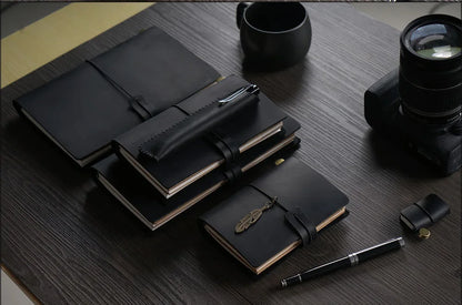 Genuine Leather Refillable Travel Journal – Handmade Retro Diary, Sketchbook & Notebook