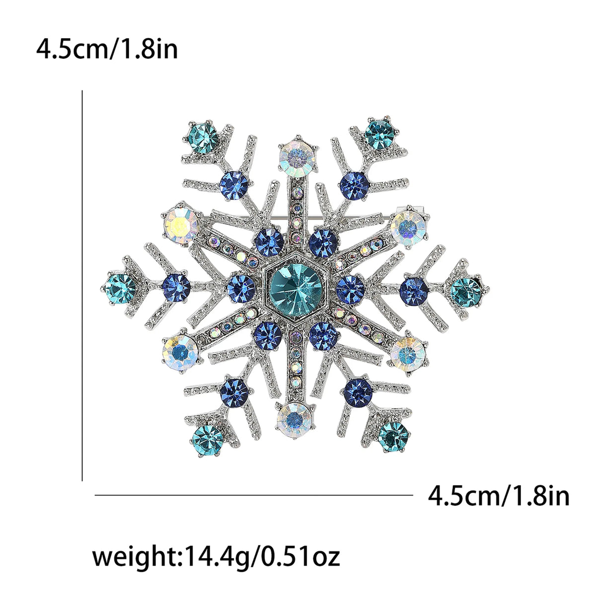 Christmas Snowflake Brooch – Blue Rhinestone Crystal Lapel Pin for Women, Festive Holiday Party Jewelry & Christmas Gift Accessory