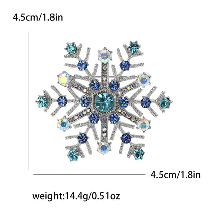 Christmas Snowflake Brooch – Blue Rhinestone Crystal Lapel Pin for Women, Festive Holiday Party Jewelry & Christmas Gift Accessory
