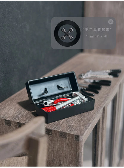 Miniature maison de poupée Kit d'outils – Clé, marteau, tournevis et pinces mini accessoires pour poupées Blythe, OB11, scènes de maison de poupée, loisirs créatifs et présentoirs de collection