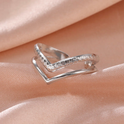 Bague Skyrim en acier inoxydable cœur géométrique pour femme, réglable, ouverte, pour fête, esthétique