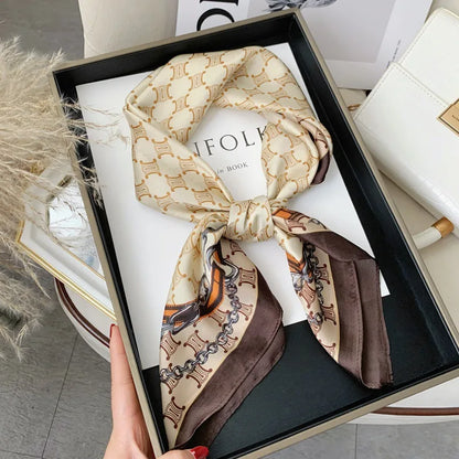 Women's Luxury Satin Silk Feel Square Scarf Printed Hair Scarf Neckerchief Bandana Hijab Wrap
