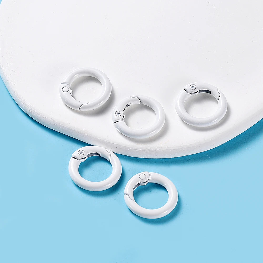5-Piece Metal Spring O-Ring Carabiner Keychain Clips – Openable Round Buckle Connectors for DIY Keychains, Dog Chains & Jewelry Making