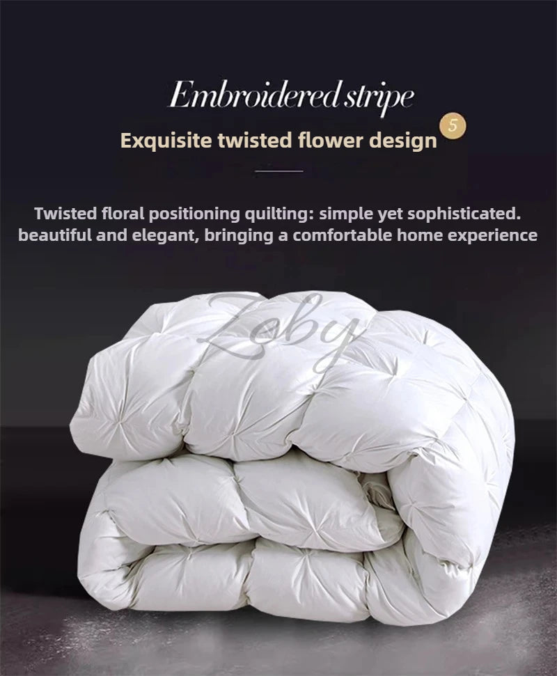 Edredón de lujo 100% plumón de ganso blanco – Duvet ligero y cálido de invierno con diseño plisado