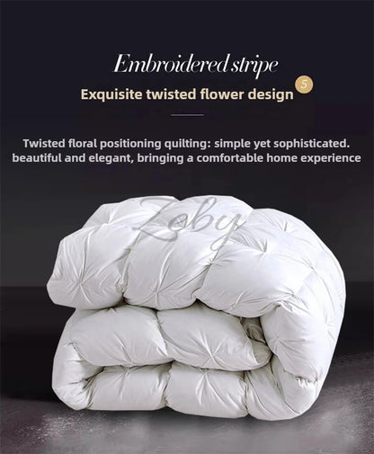 Edredón de lujo 100% plumón de ganso blanco – Duvet ligero y cálido de invierno con diseño plisado
