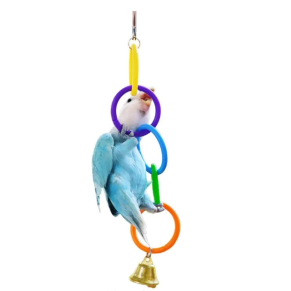 Colorful Plastic Bird Cage Hanging Ring Toy – Interactive Climbing & Swing Toy for Parrots and Small Birds, Boredom Relief Accessory