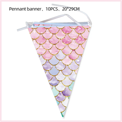 Mermaid Birthday Party Decorations Set – Balloons, Tableware, Tablecloth & Hanging Banner for Kids' Parties, Favors & Supplies Kit