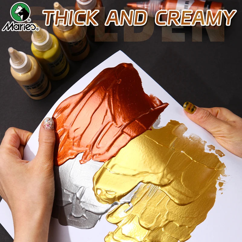 Marie’s Metallic Acrylic Paint Set – 5pcs Pearlescent Shimmer Colors for DIY Craft & Rock Painting