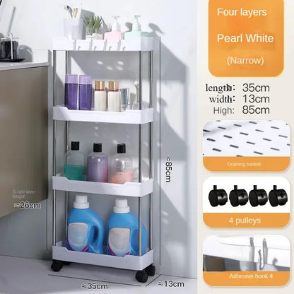 Slim Rolling Storage Trolley – Multi-Layer Bathroom, Kitchen & Living Room Organizer Shelf