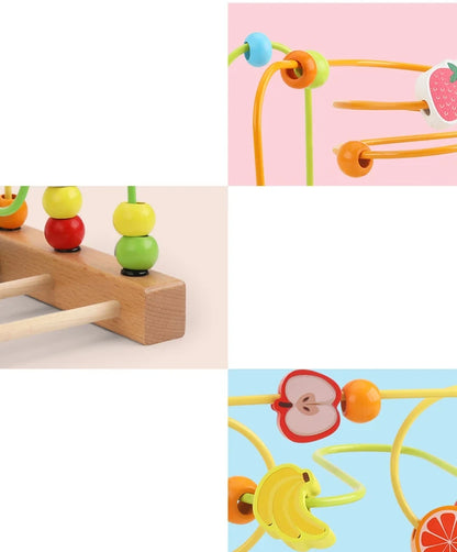 Jouet Montessori en bois de montagnes russes – Labyrinthe de perles pour bébé, boulier d'apprentissage des mathématiques pour les tout-petits de 1 à 3 ans, cadeau de développement éducatif précoce