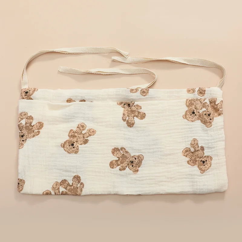 Organizador Colgante para Cuna de Bebé – Cesta de Almacenamiento para Mesita de Noche con 2 Bolsillos para Pañales, Juguetes, Ropa y Artículos Esenciales para Bebés