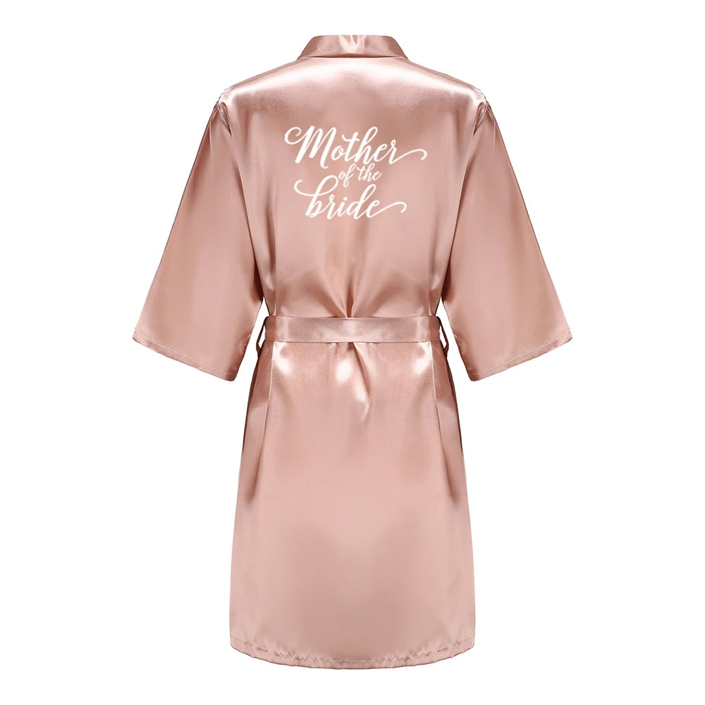 Rose Gold Satin Bridesmaid Robe – Team Bride Wedding Bathrobe for Women | Bridal Party Kimono Gown for Maid of Honor & Mother Gift