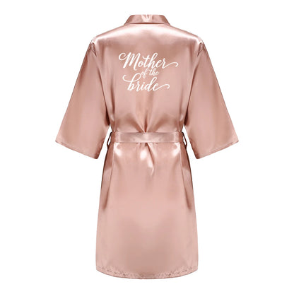 Rose Gold Satin Bridesmaid Robe – Team Bride Wedding Bathrobe for Women | Bridal Party Kimono Gown for Maid of Honor & Mother Gift