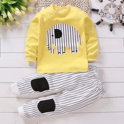 Conjunto de ropa de algodón para niños – Traje de otoño invierno para niños y niñas, cómodo conjunto de pijama de manga larga y pantalones, ropa informal de estar por casa para niños, ropa interior cálida y ropa de regalo de Navidad