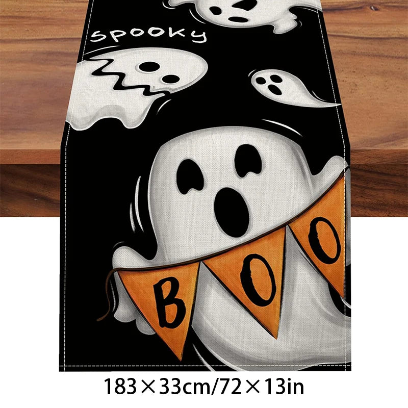 Halloween Tablecloth, Haunted House Pumpkin and Spider Web Table Cover, Spooky Dining Table Decor, Halloween Party Supplies, Indoor Home Kitchen Decoration