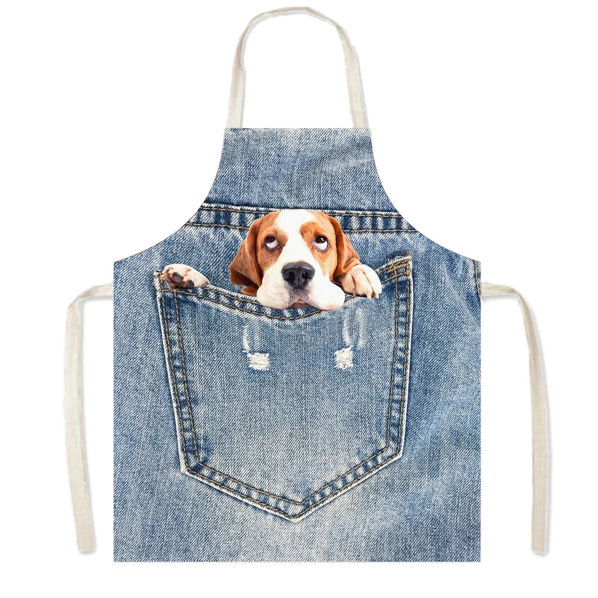 Funny Cowboy Cat & Dog Apron – Cute Pinafore Cooking & Kitchen Apron for Women, Chef, Waiter & Household Cleaning