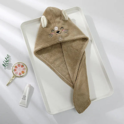 Cute Microfiber Hair Towel Wrap – Quick-Dry Strong Absorbent Head Towel for Girls & Women, Hair Drying Towel GFMJ03