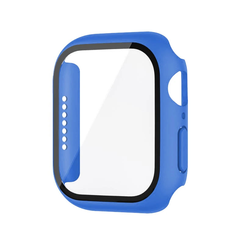 Funda con protector de pantalla de cristal templado para Apple Watch Series 10, 9, 8, 7, 6, SE y 5 (38 mm-46 mm) – Cubierta protectora completa 2 en 1