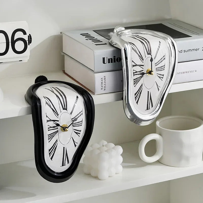 Reloj de pared creativo surrealista que se derrite – Reloj decorativo moderno distorsionado para el hogar, la oficina y la sala de estar
