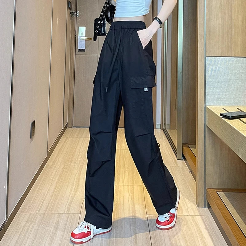 Pantalones Joggers para Mujer, Casuales, Elegantes, Rectos, con Bolsillos, Cintura Alta Elástica, Ropa Urbana, Pantalones Ajustados Finos de Verano