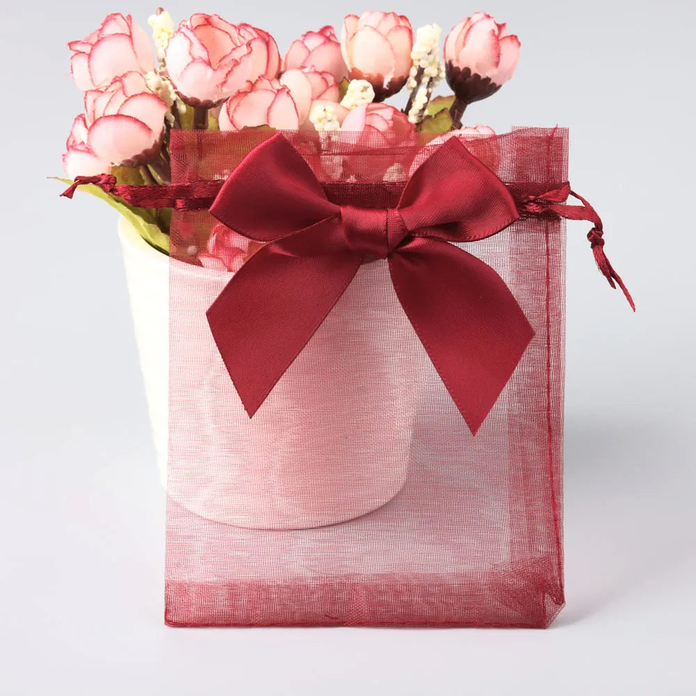 10/20/50PCS Organza Drawstring Gift Bags with Bow – Jewelry, Candy & Party Favor Pouches for Weddings, Christmas & Special Events