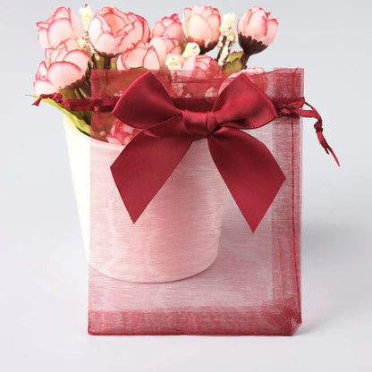 10/20/50PCS Organza Drawstring Gift Bags with Bow – Jewelry, Candy & Party Favor Pouches for Weddings, Christmas & Special Events