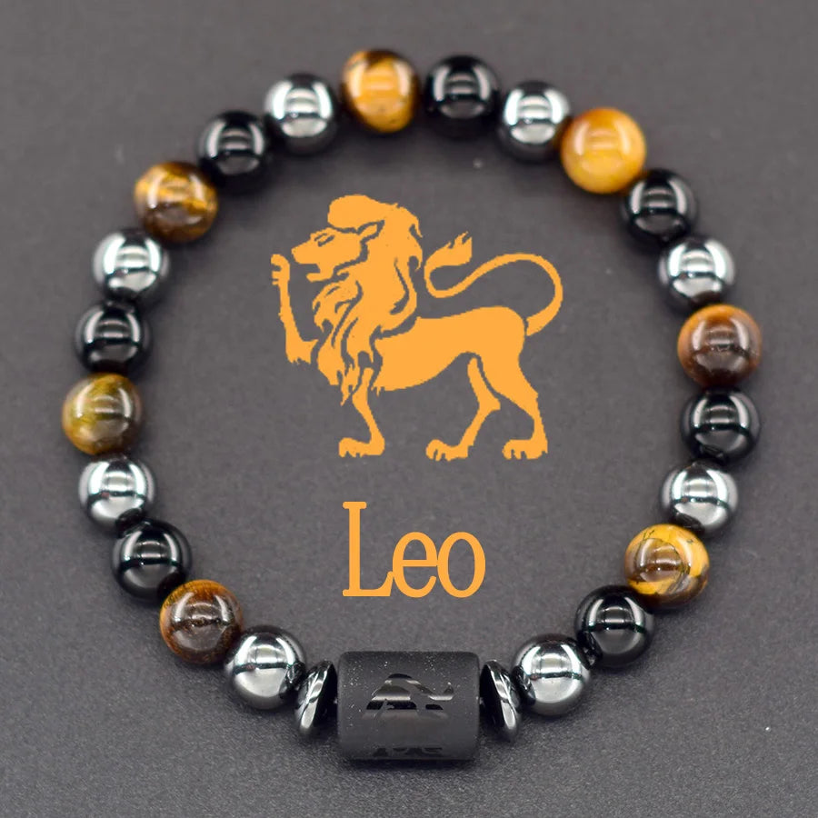 Pulsera de constelación de 12 signos del zodiaco – Brazalete con dije de astrología para hombres y mujeres | Regalo de joyería de amistad Aries, Virgo, Leo y Libra