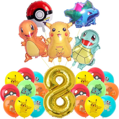 Pokémon Theme Birthday Party Decorations – Cartoon Pokémon Go Tableware Set (Cups, Plates & Pikachu Balloons) for Baby Shower & Party Favors