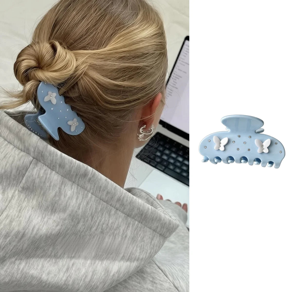 Pinzas para el pelo de cereza bonitas – Pinzas para el pelo de acetato con diamantes de imitación de frutas, flores y mariposas para mujeres y niñas | Accesorios para el pelo de moda Kawaii