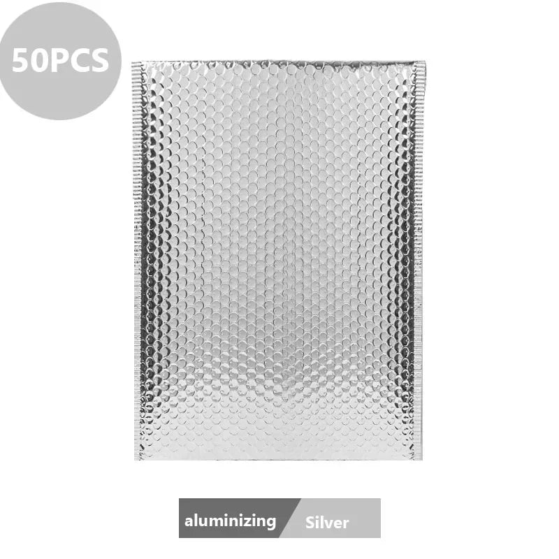 50Pcs Shipping Bags Metal Bubble Mailer Holographic Small Business Supplies Packaging Envelope Mailing Office School