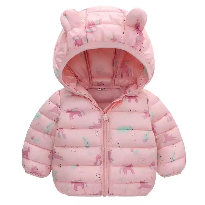 Kids’ Cartoon Hooded Winter Coat – Warm Cotton-Padded Jacket for Baby Boys & Girls, Toddler Outerwear for Ages 0–5 Years