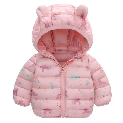 Kids’ Cartoon Hooded Winter Coat – Warm Cotton-Padded Jacket for Baby Boys & Girls, Toddler Outerwear for Ages 0–5 Years