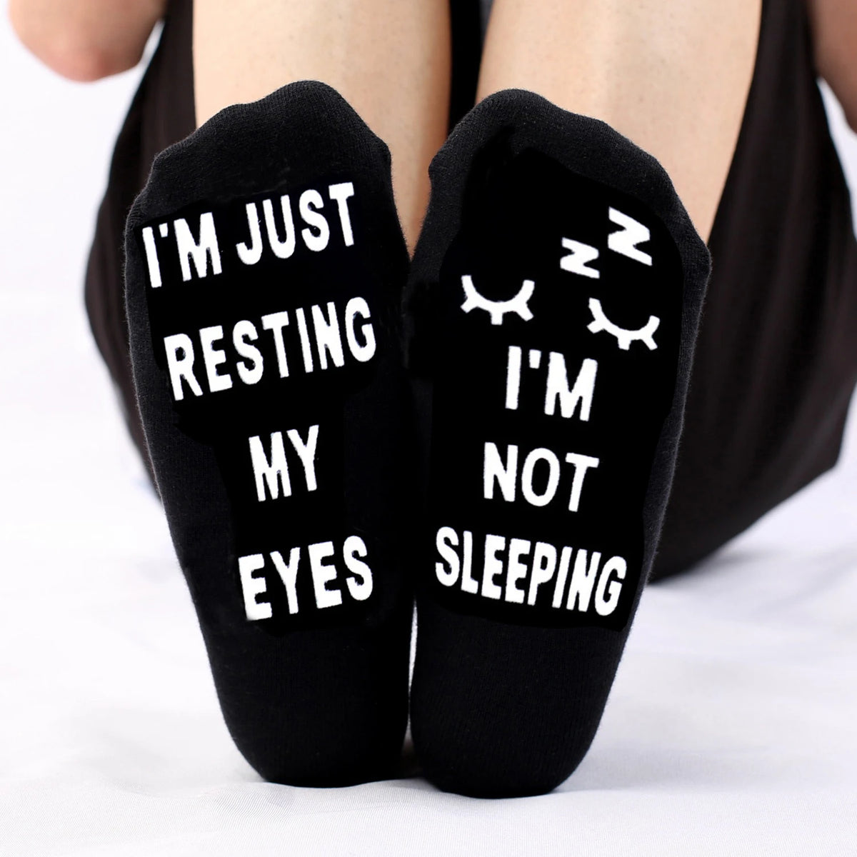 Men’s Funny Harajuku Crew Socks – Creative Word Print Cotton Hip Hop Streetwear Socks with Silicon Anti-Slip Grip, Unisex