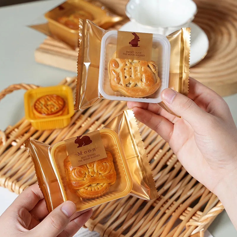LBSISI Life 100 bolsas para galletas de luna – Bolsas de plástico transparentes para empaques de regalo caseros para festivales, galletas y crujientes de yema de huevo