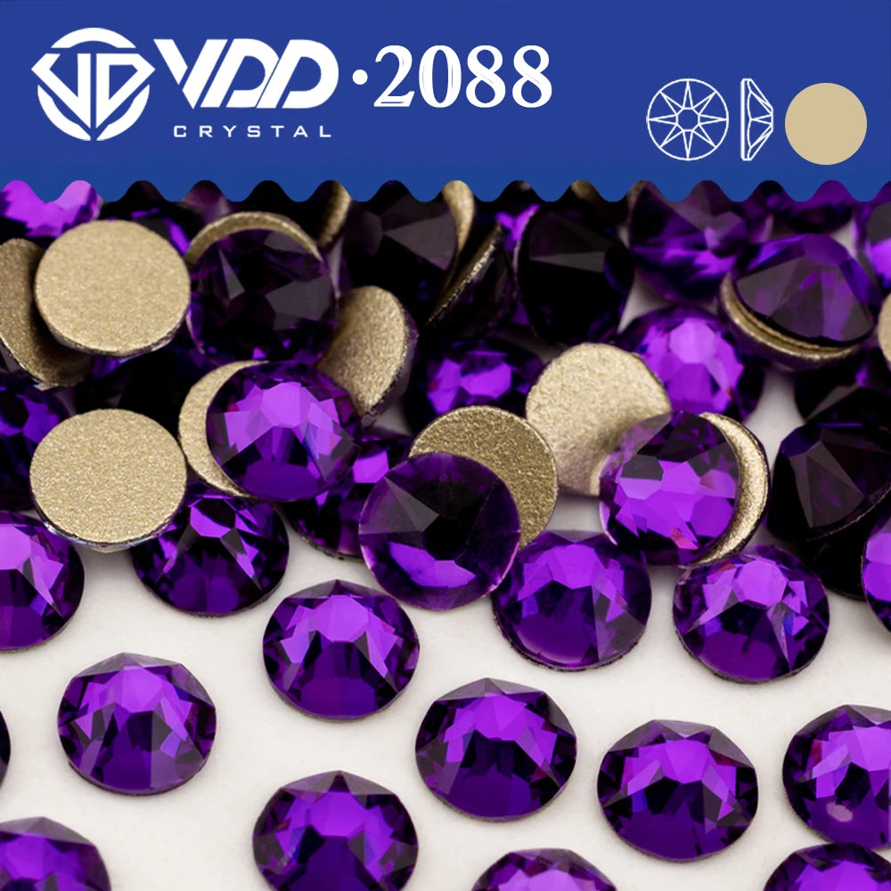 VDD 2088 Crystal Flower Nail Rhinestones – Non-Hotfix 8 Big & 8 Small Flatback Gems for Nail Art & DIY Decorations
