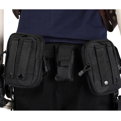 Resident Evil Leon S. Kennedy Inspired Cosplay Costume – Tactical Utility Belt Set with Bags, Holster & Officer Outfit Accessories for Carnival & Halloween