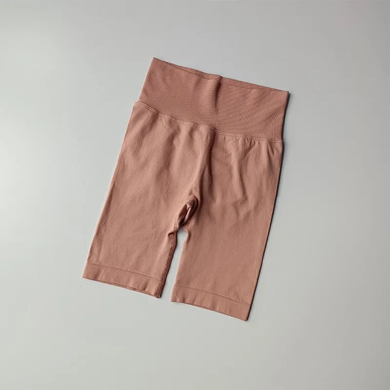 Pantalones cortos de yoga de cintura alta para mujer – Pantalones cortos deportivos fruncidos para realce de glúteos, para correr, gimnasio, fitness y control de abdomen