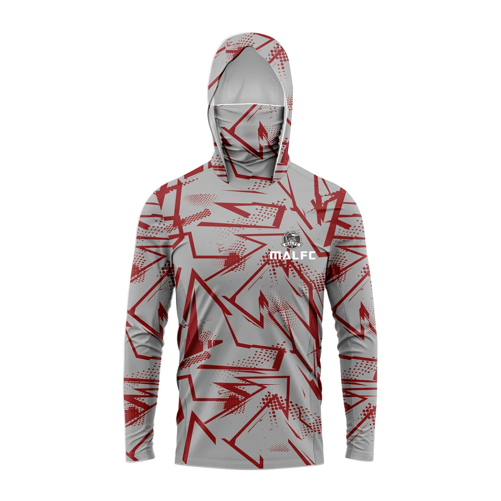 MALFC Men's Hooded Fishing Shirt – Long Sleeve UV Protection Performance Fishing Apparel for Outdoor Adventures