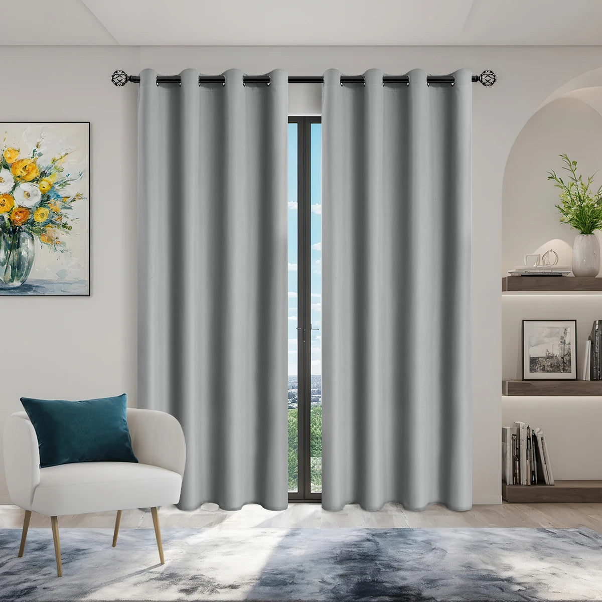 Lot de 2 rideaux occultants – Panneaux de fenêtre isolants thermiques anti-UV pour chambre et salon
